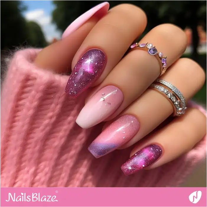 Pink Galaxy Nail Art Design | Celestial Nails - NB4302