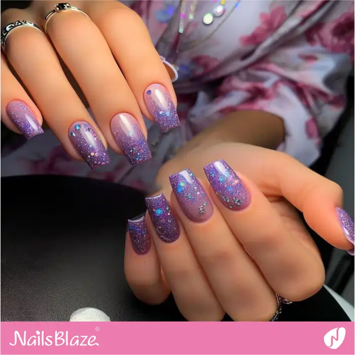 Galaxy Effect Purple Nails | Celestial Nails - NB4303