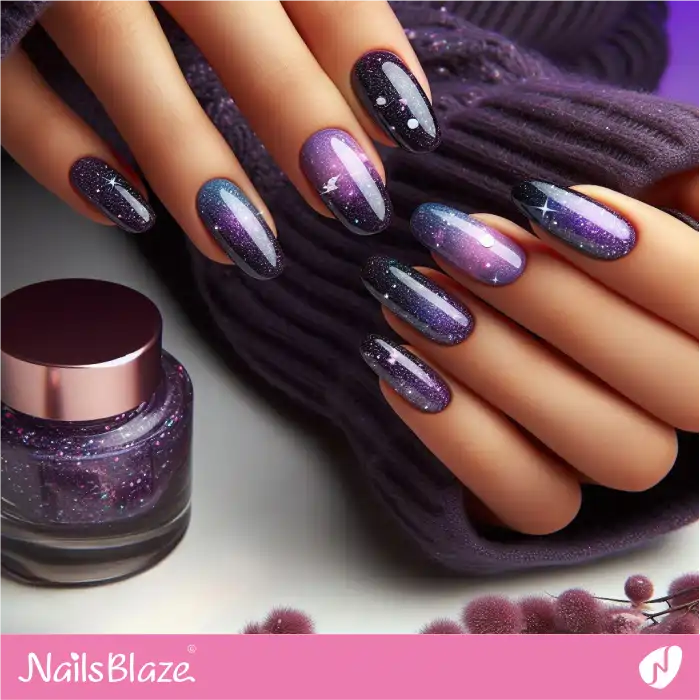 Galaxy Theme Purple Nails | Celestial Nails - NB4308