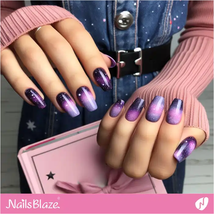 Galaxy Gradient Purple Nails | Celestial Nails - NB4309