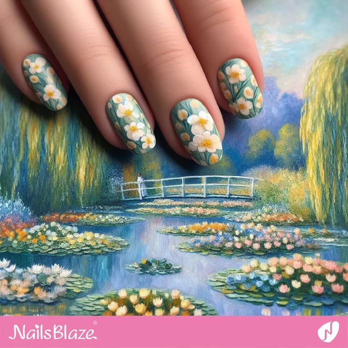 Flowers from Claude Monet Garden for Nails Design | Spring Nails - NB4186