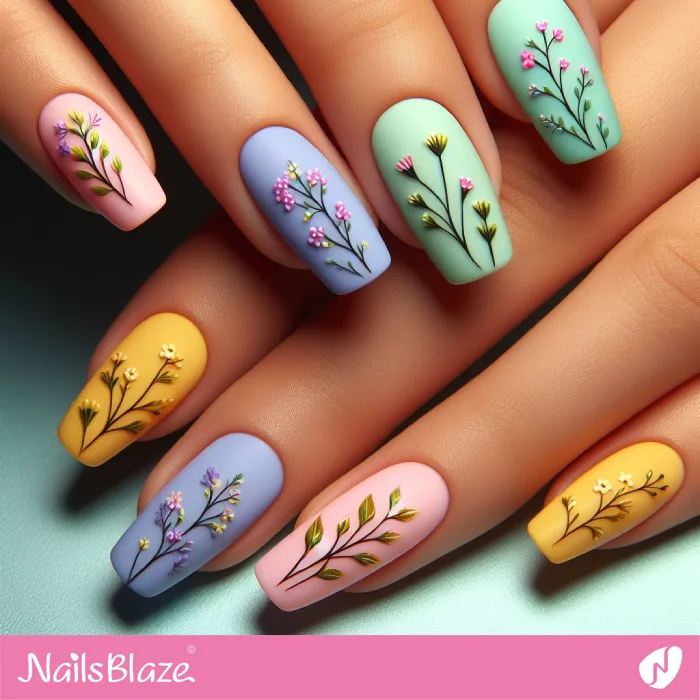 Minimal Garden-inspired Nails Design | Spring Nails - NB4189