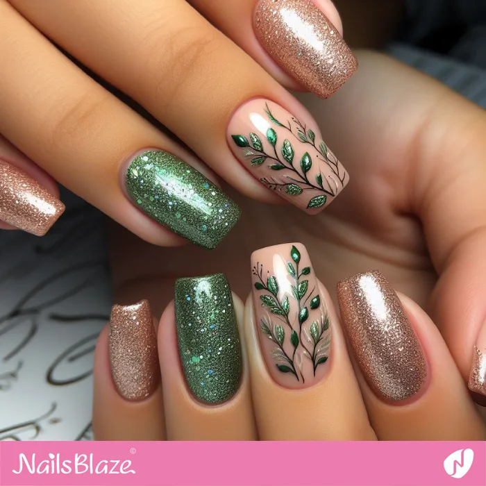 Shimmery Garden Nails Design | Spring Nails - NB4180