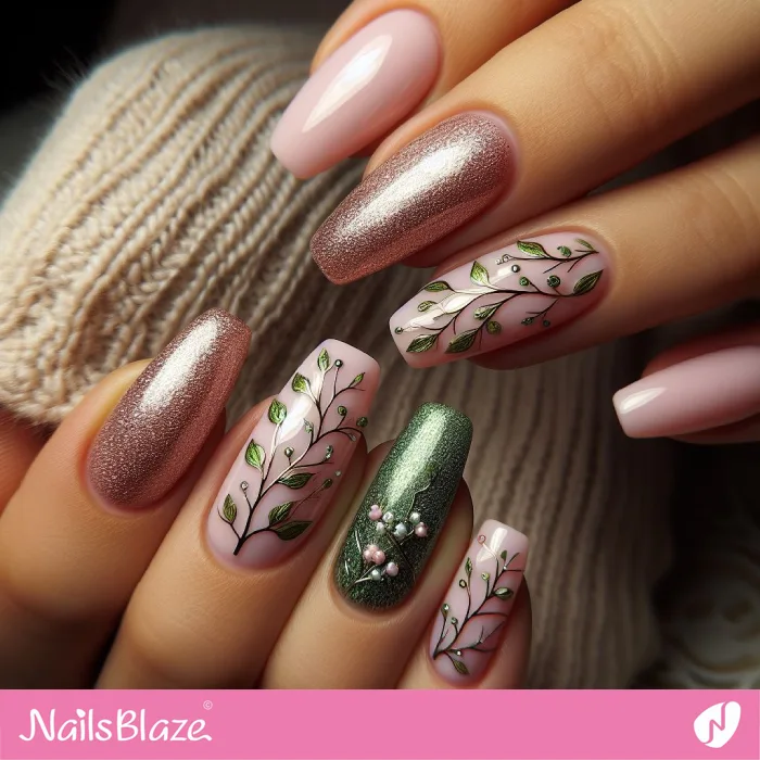 Nature-inspired Pink Nails Design | Spring Nails - NB4184