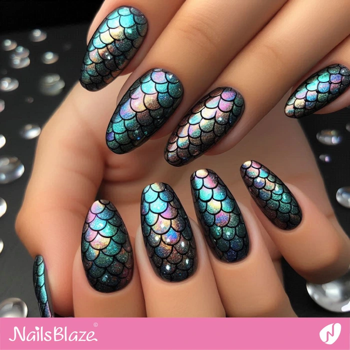 Holographic Mermaid Glitter Nails | Glitter Nails - NB4966