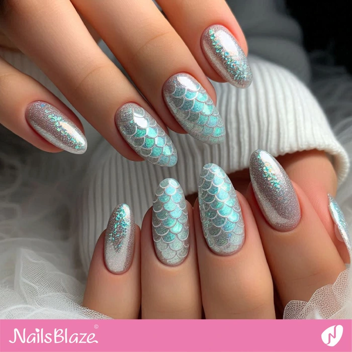 Mermaid Glitter Nails Design | Glitter Nails - NB4967