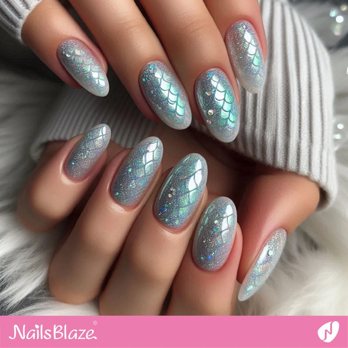 Blue Mermaid Glitter Nails for Beach | Glitter Nails - NB4972