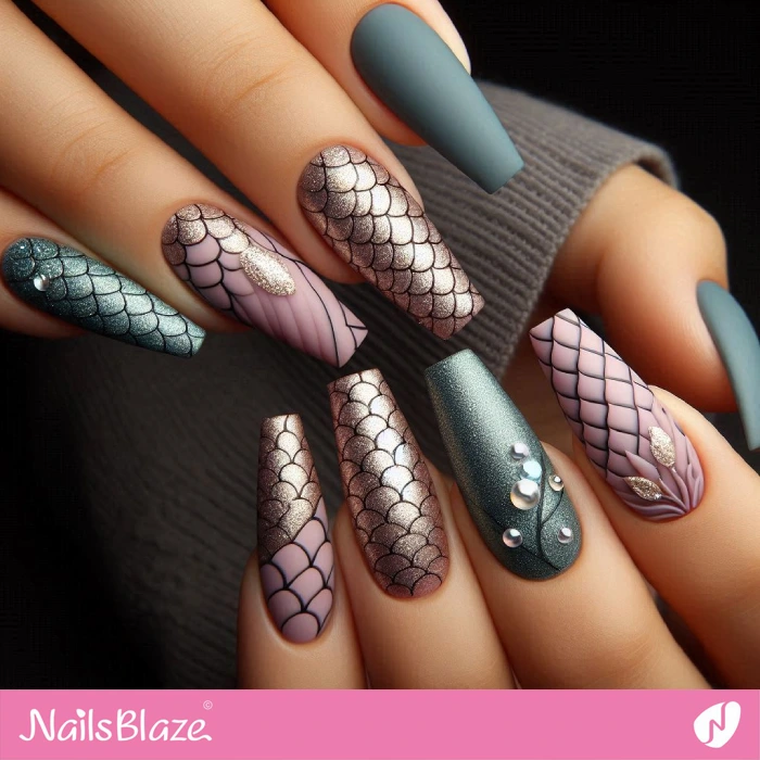 Mermaid Scale Glitter Nail Art | Glitter Nails - NB4973