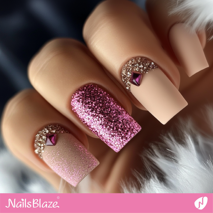 Pink Glitter Nails for an Stylish Look | Pink Glitter Nails- NB7660