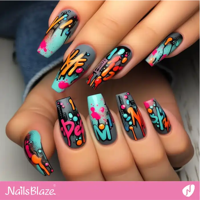 Calligraffiti French Nail Design | Graffiti Nails - NB2909