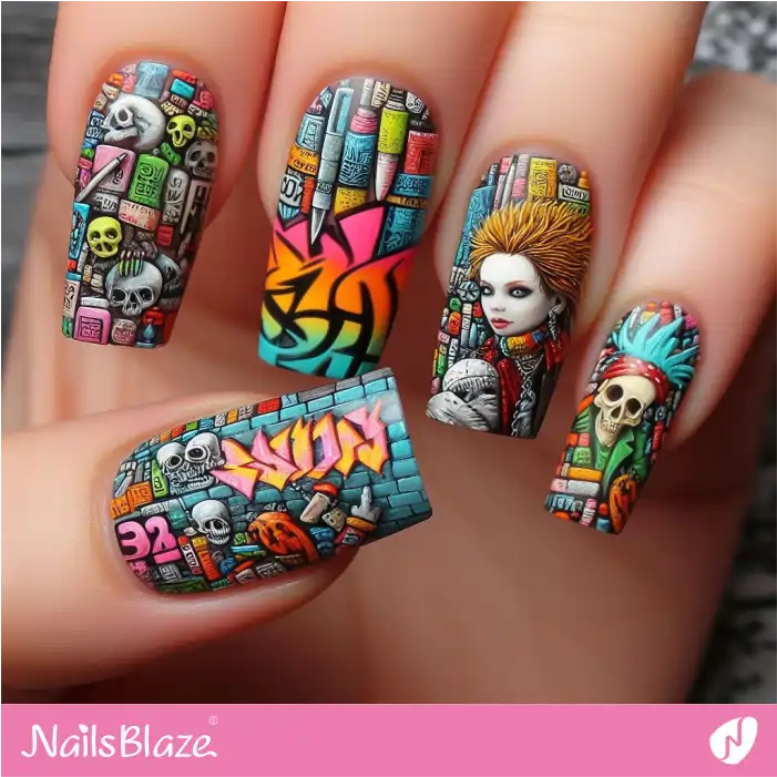 Wall Art Inspired Nail Design | Graffiti Nails - NB2914