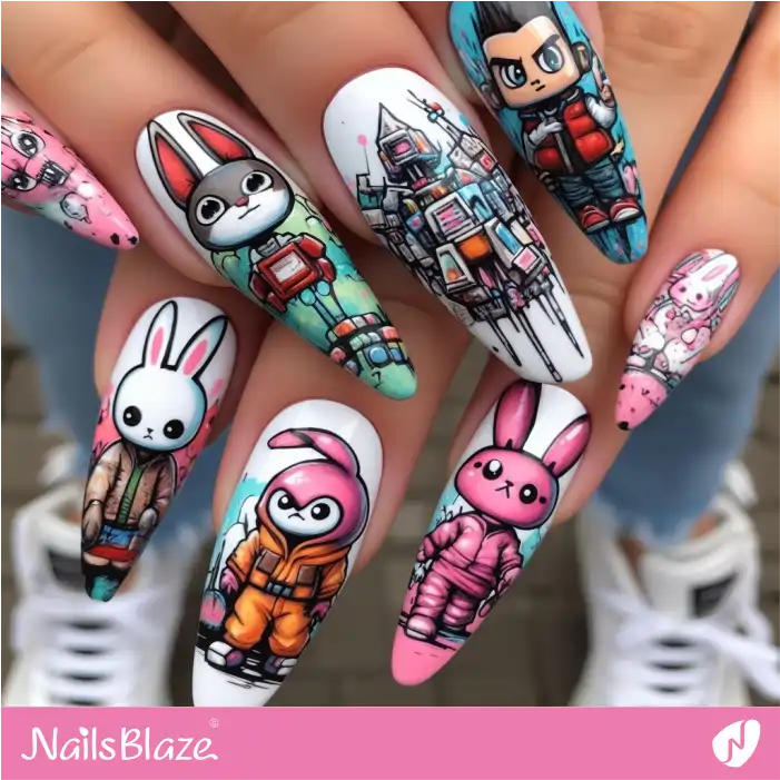 Cartoon Theme Graffiti Nails | Graffiti Nails - NB2916