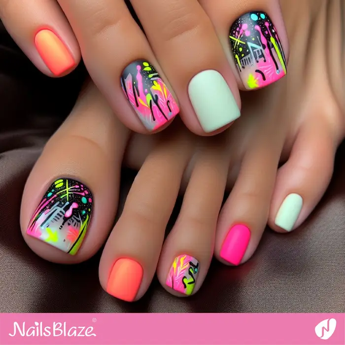 Neon Nail Design for Finger Nails and Toe Nails | Graffiti Nails - NB2925