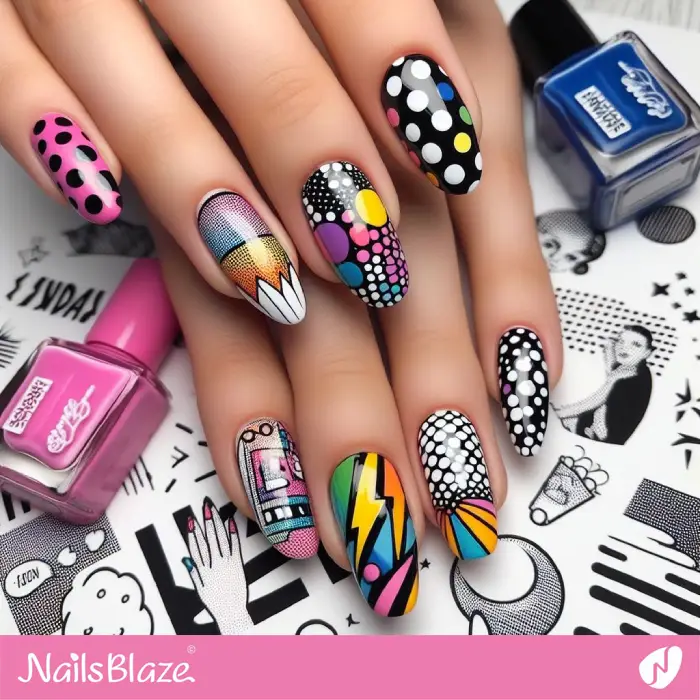 Mismatched Graffiti Nails Design | Graffiti Nails - NB3320