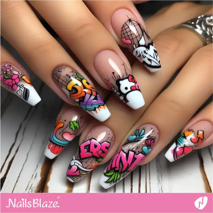 French Mani Graffiti Design | Graffiti Nails - NB2901