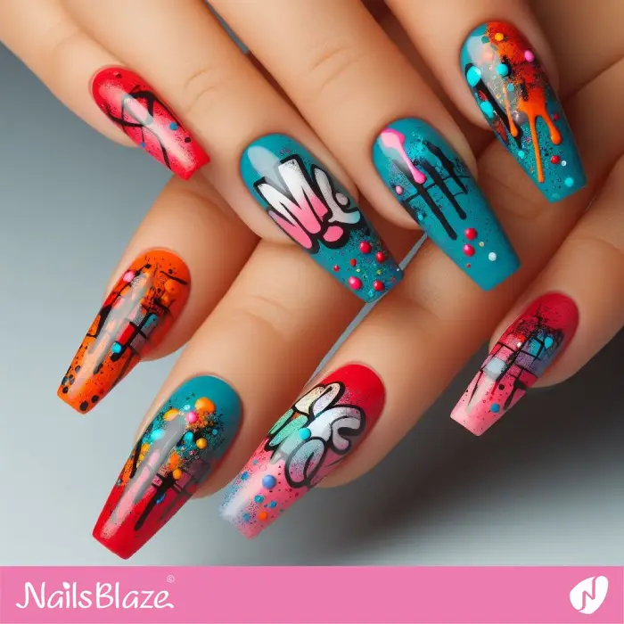 Drips and Splashes Nail Design | Graffiti Nails - NB2904