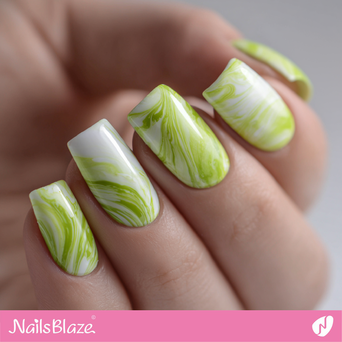 Lime Green Marble Swirls | Lime Green Nails- NB8299