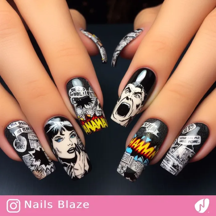 Comic Book-Inspired Nails | Halloween - NB397