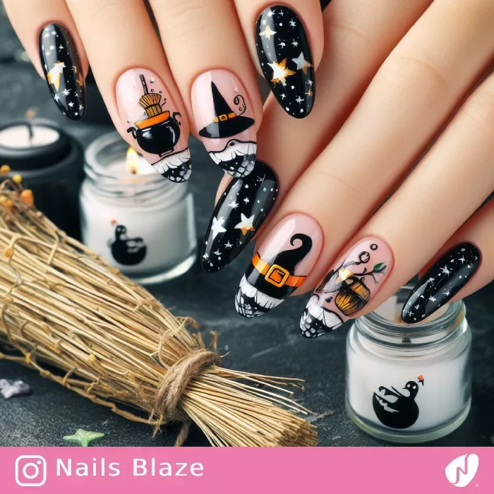 Witch Hat, Pot, and Broom Nails | Halloween - NB420