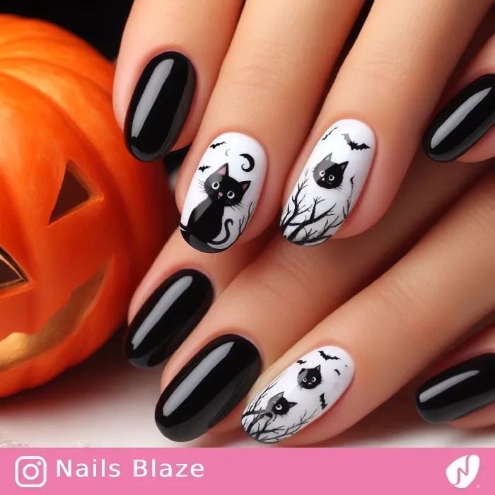 Black Cat Nails | Halloween - NB450