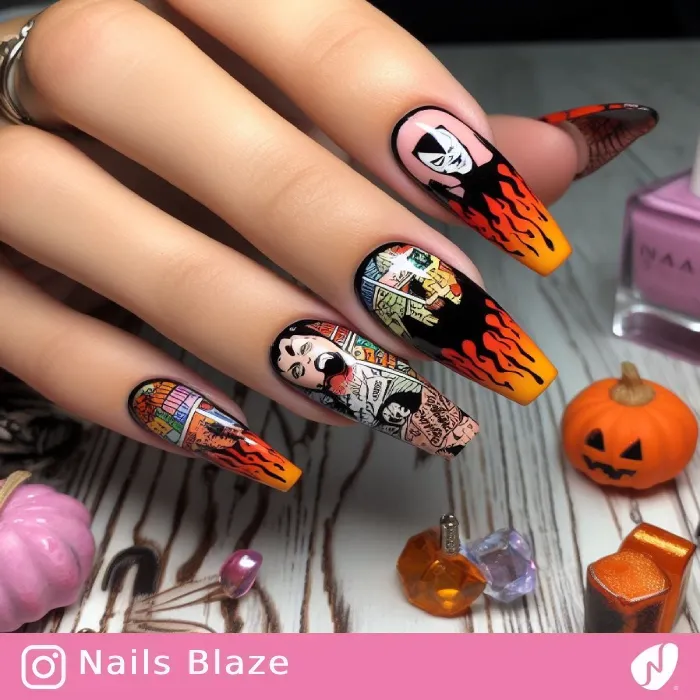 Comic Book-Inspired Nails | Halloween - NB462