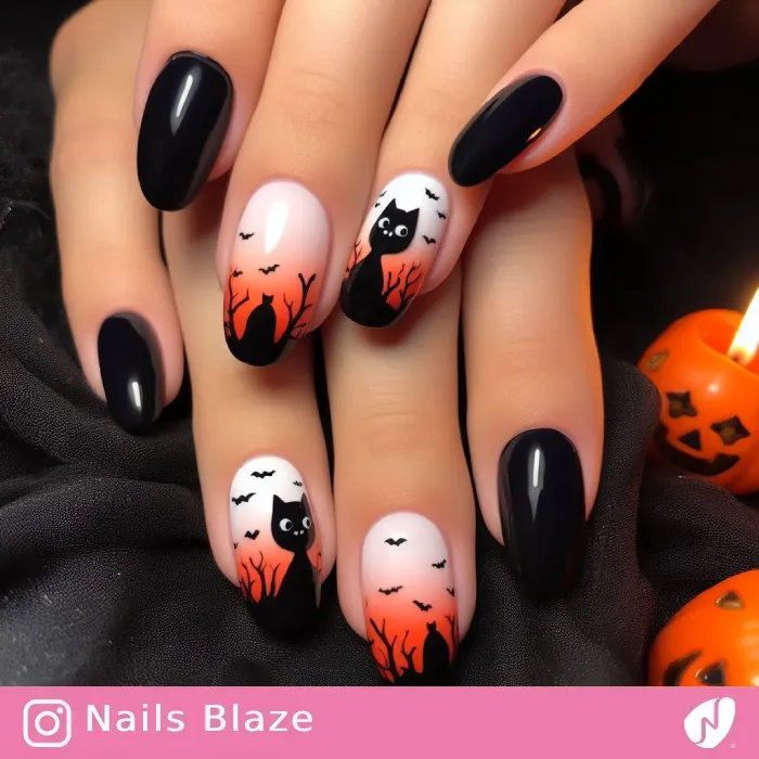 Black Cat Nails | Halloween - NB494