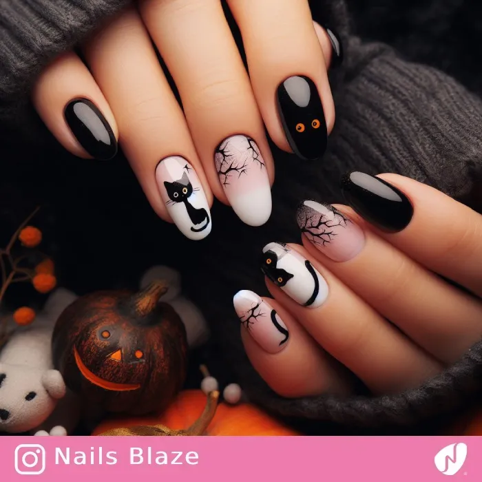 Black Cat Nails | Halloween - NB499