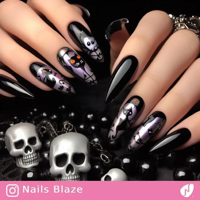 Black Cat Nails | Halloween - NB501