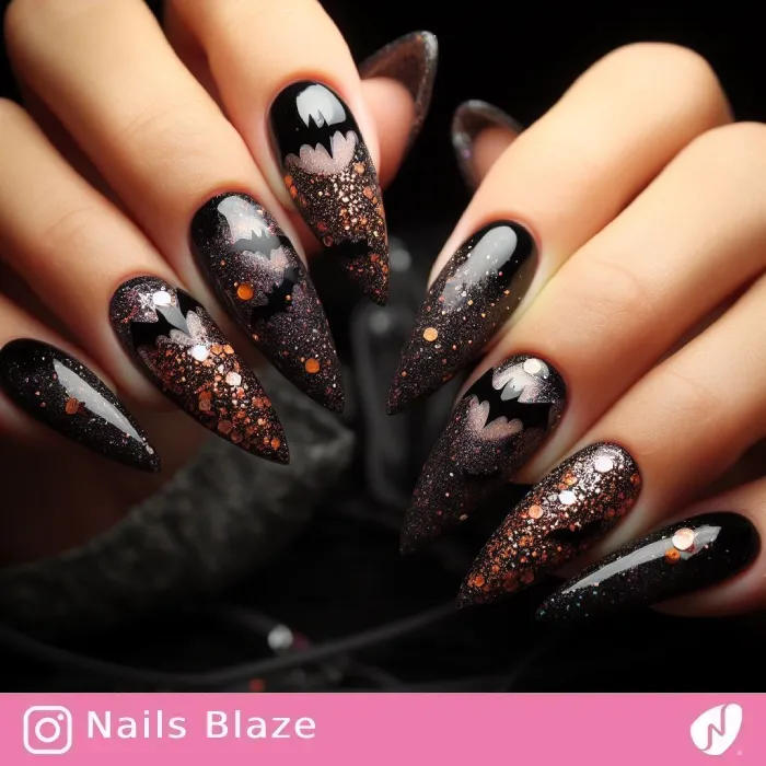 Glitter Bat Nails | Halloween - NB519