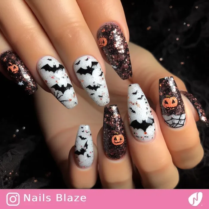 Glitter Bat Nails | Halloween - NB521