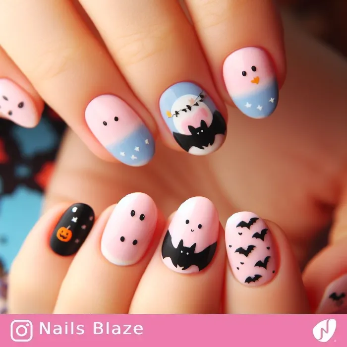 Kids Cute Bat Nails | Halloween - NB526