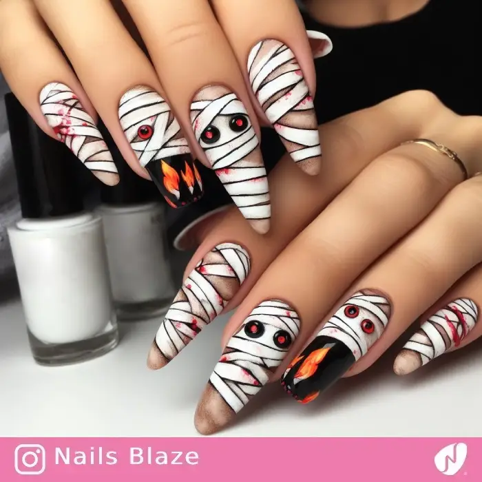 Mummy Wrappings Nails | Halloween - NB542