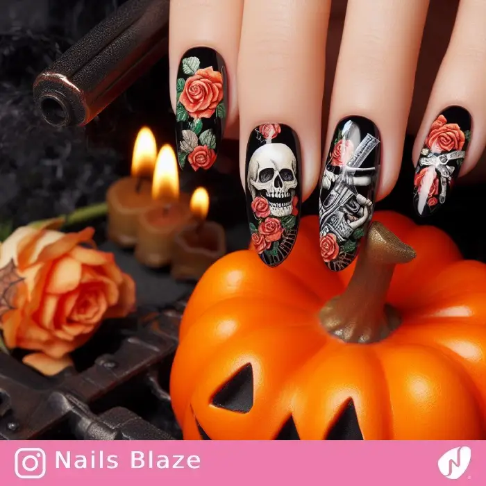 Guns and Roses Nails | Halloween - NB627