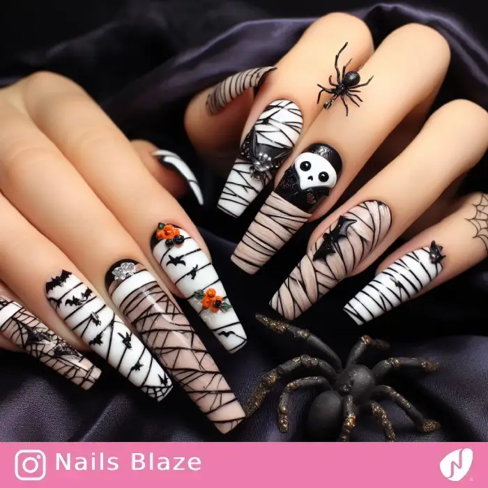 Mummy Wrappings Nails | Halloween - NB639