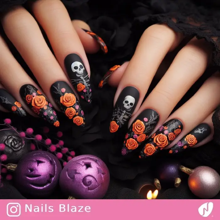 Skulls and Roses Nails | Halloween - NB640