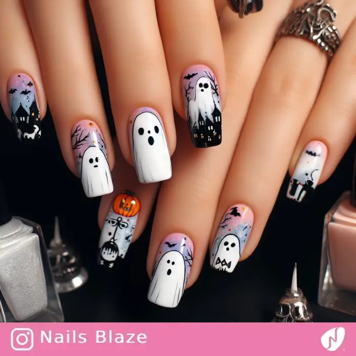 Watercolor Ghost Nails | Halloween - NB650