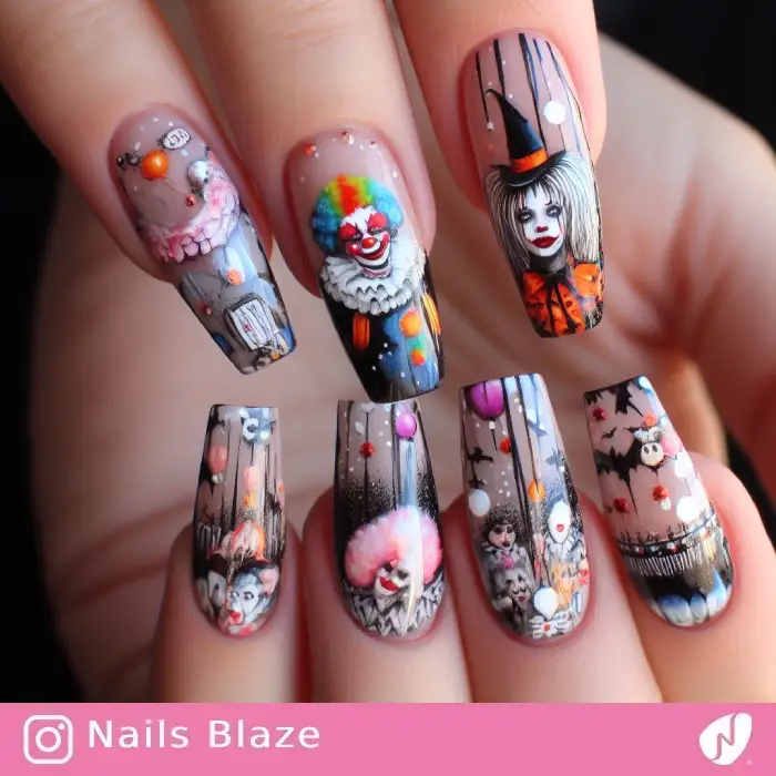 Creepy Clown Nails | Halloween - NB660