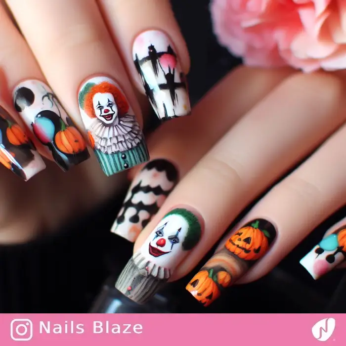 Creepy Clown Nails | Halloween - NB664