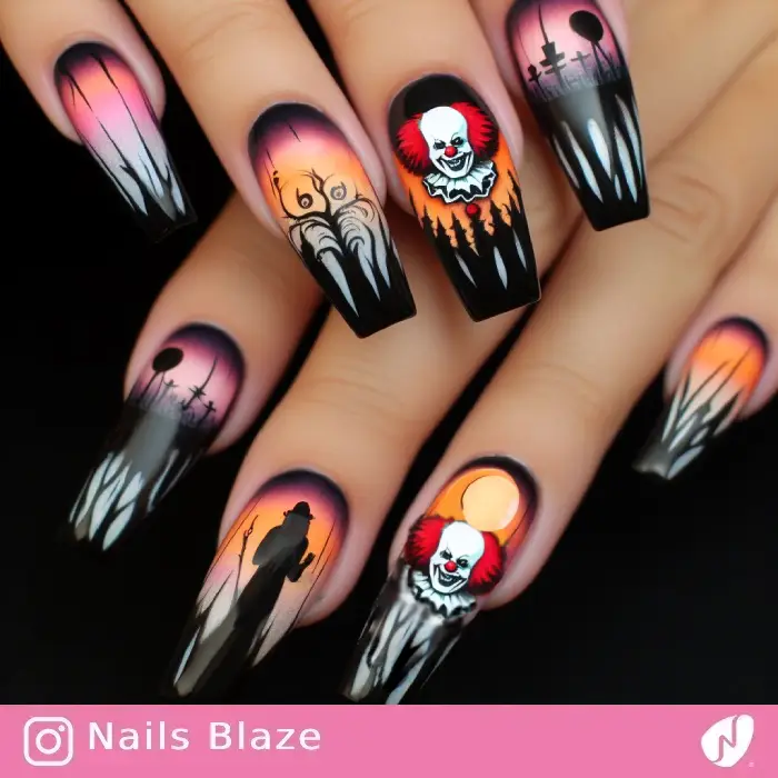 Creepy Clown Nails | Halloween - NB667