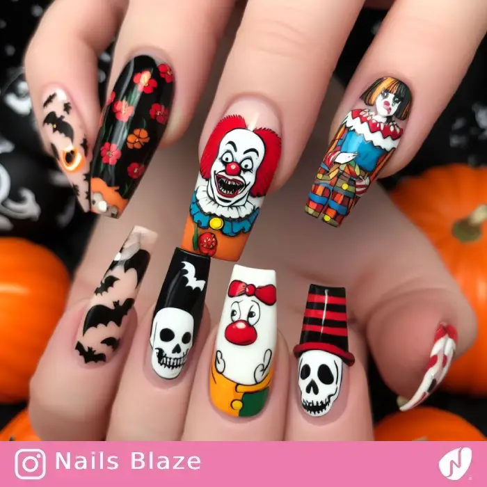 Creepy Clown Nails | Halloween - NB677