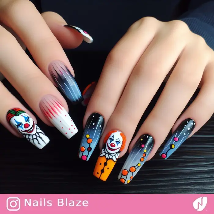 Creepy Clown Nails | Halloween - NB678