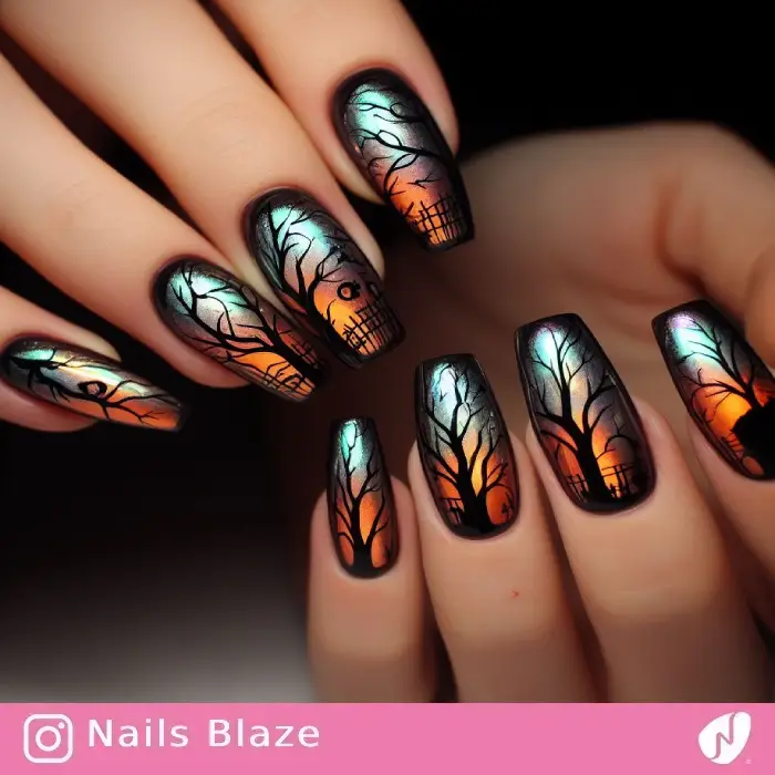 Scary Trees Nails | Halloween - NB696