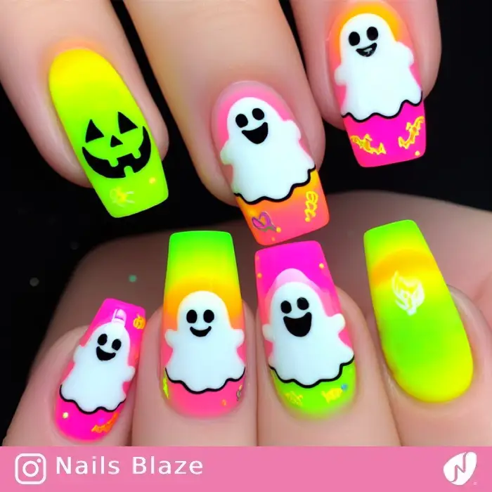Neon Ghost Nails | Halloween - NB793