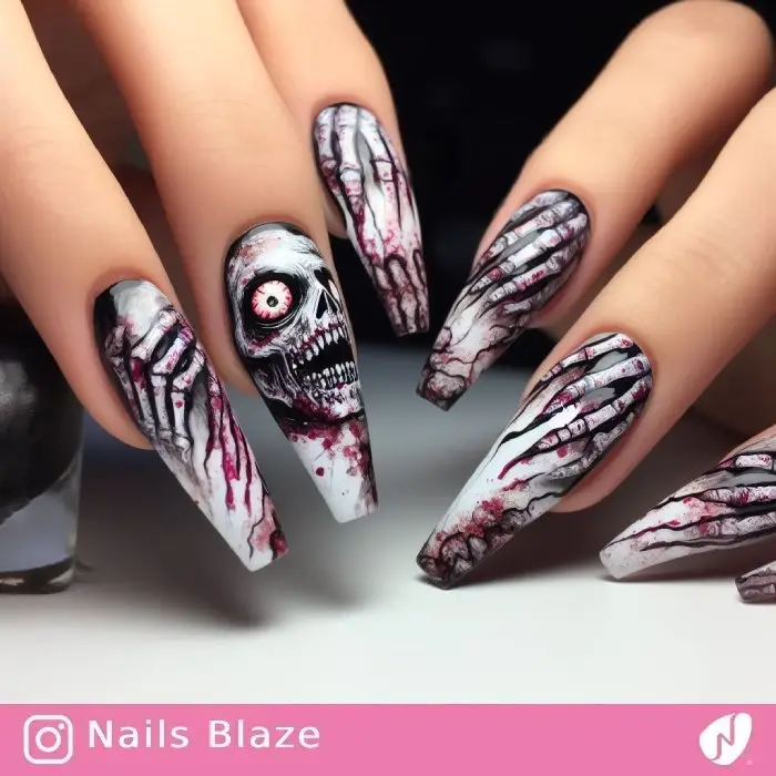 Zombie Hand Nail Designs | Halloween - NB797