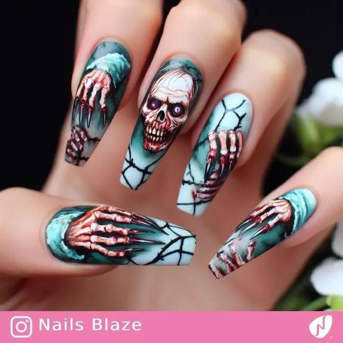Zombie Hand Nail Designs | Halloween - NB801