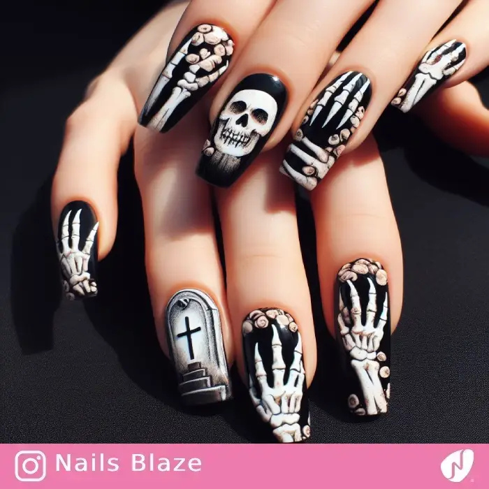 Zombie Hand Nail Designs | Halloween - NB803
