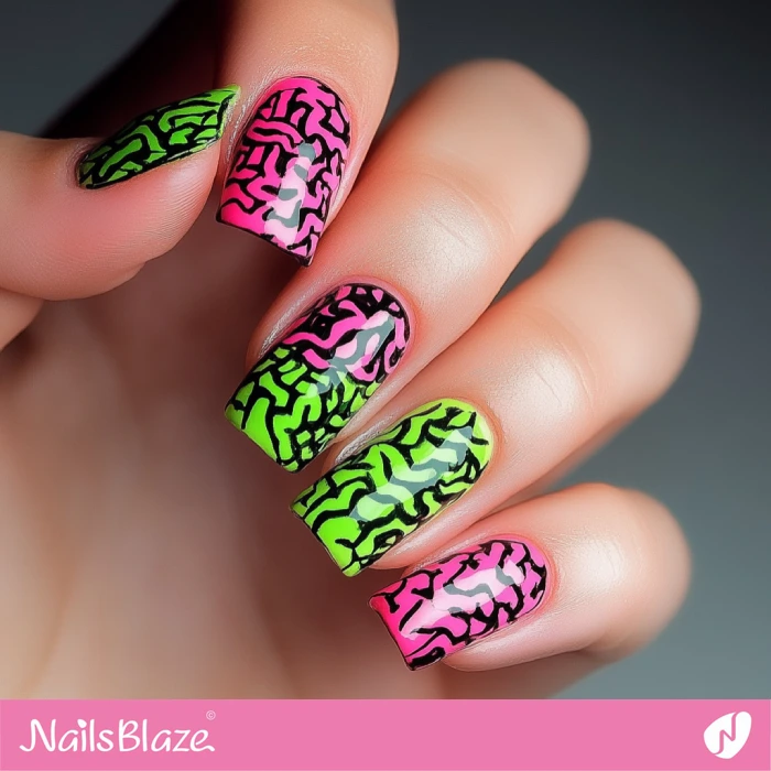 Brain Theme Short Nails | Halloween Brain Nails - NB5905