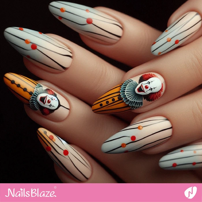 Ombre Nails Clown Design for Halloween | Halloween Clown Nails - NB5793