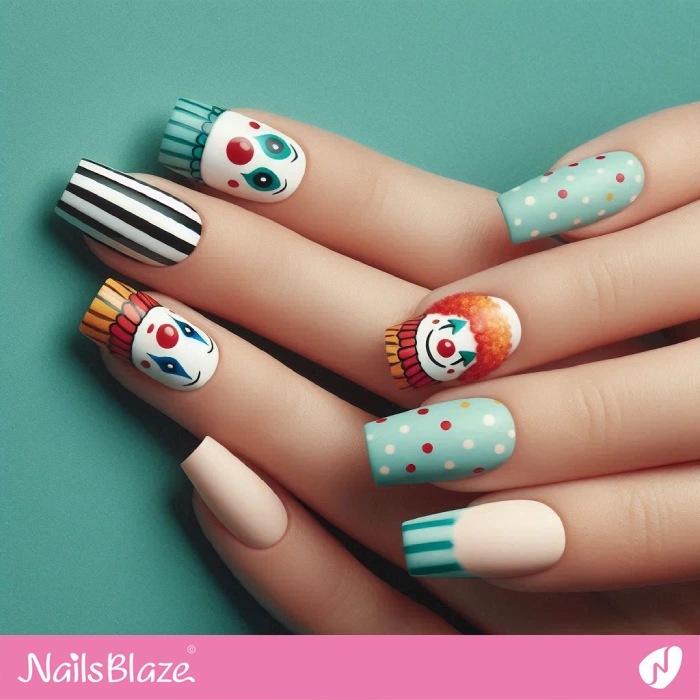 Halloween Colorful Clown Nails Design | Halloween Clown Nails - NB5795