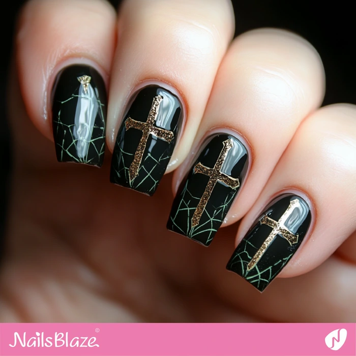 Cross Design for Halloween Nails | Halloween Cross Nails - NB5802